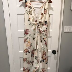 White floral tie dress